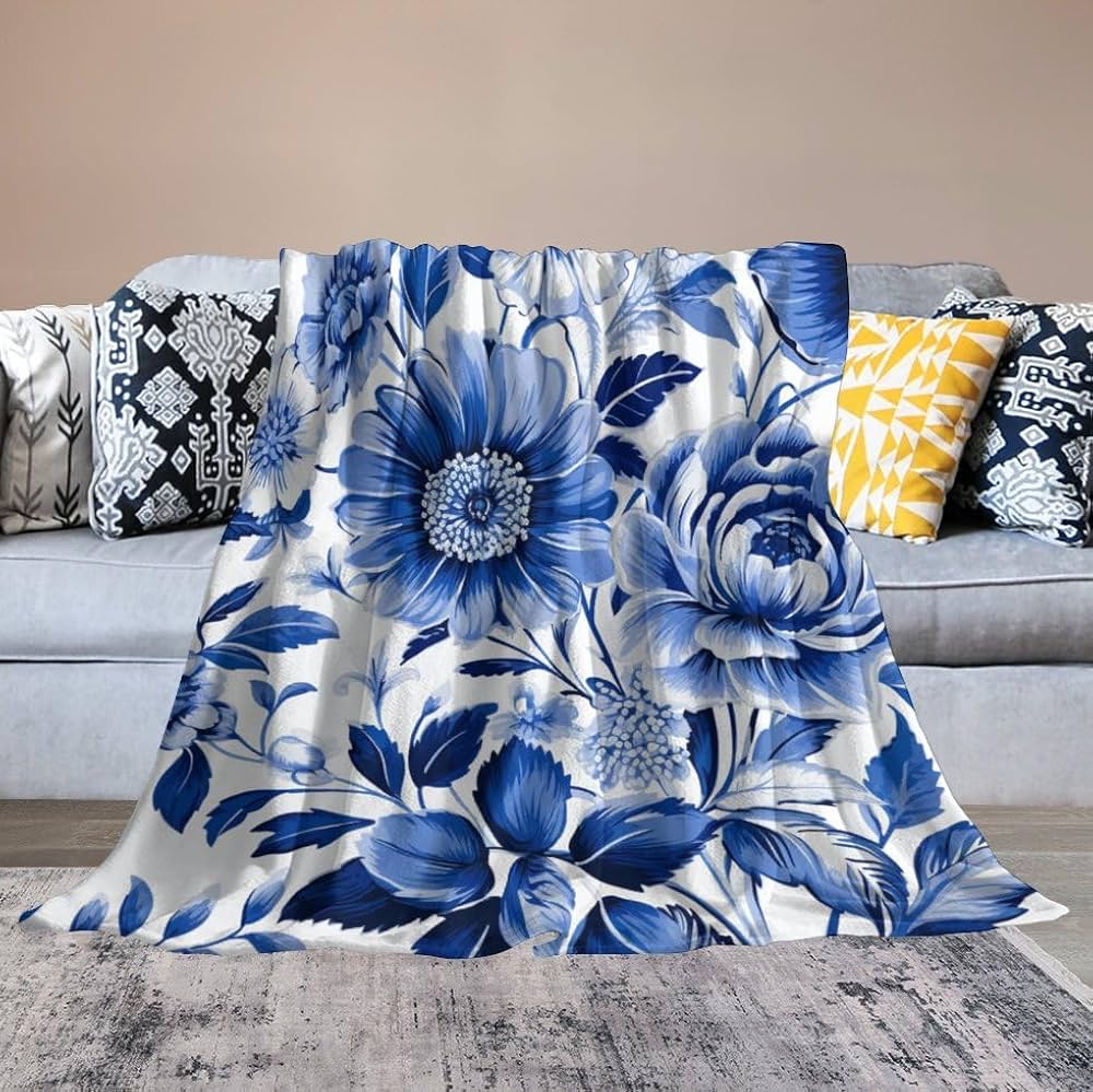 Amazon.com: Blanket Blue & White Mediterranean Vintage